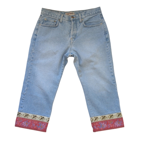 LONDONJEAN Denim - Vtg. London Jean Asian Dragon Embroidered High Rise Cropped Mom Jeans 10 Blue